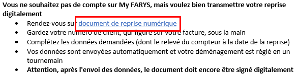 My FARYS verhuis link overname vervolledigen - FR