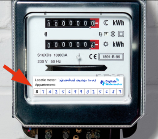Elektriciteitsmeter met sticker van Digitale Watermeter