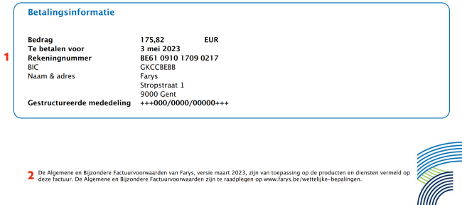 Jaarlijkse verbruiksfactuur - overzicht - Betaalgegevens