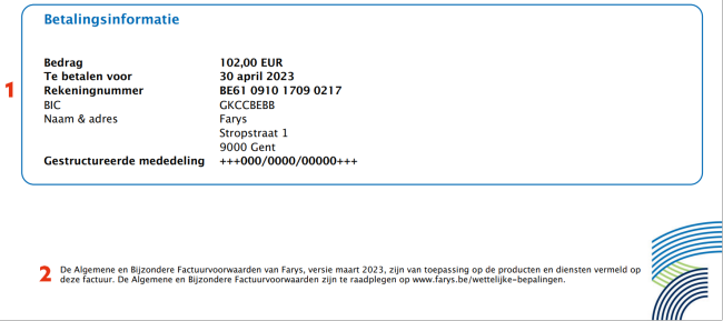 Tussentijdse factuur - Betaalgegevens